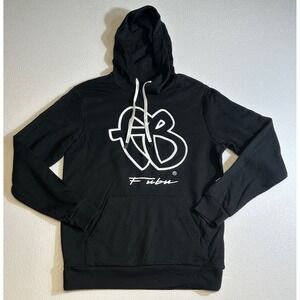 FUBU Black Hoodie Mens Size L Big Logo Athletic Streetwear‎